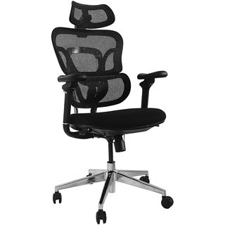 Equip 651053 črn ergonomski pisarniški stol z vzglavnikom in nasloni za roke