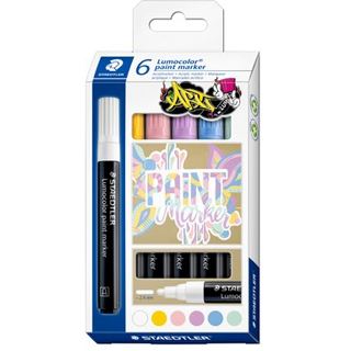 STAEDTLER Acrylmarker Lumocolor 6er-Set pastellfarbig