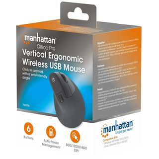 Manhattan Ergonomisch Vertikale Funkmaus USB-A schwarz