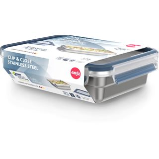 emsa Frischhaltedose CLIP & CLOSE 6,0 cm hoch silber, blau, 1 St.