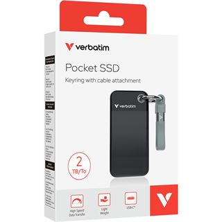 2TB VERBATIM SSD USB 3.2, Typ-C, Pocket, schwarz-grau (R) 1000MB/s,