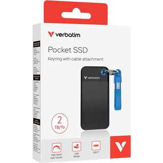 2TB VERBATIM SSD USB 3.2, Typ-C, Pocket, schwarz-blau (R) 1000MB/s,