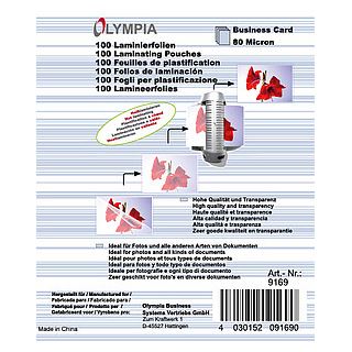 Olympia Laminierfolien Visitenkarte, 100 St&uuml;ck 80 mic
