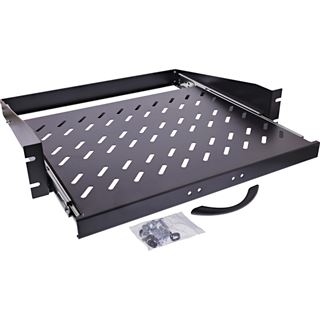 InLine 19" Fachboden ausziehbar, 350mm, 30kg, 2HE, RAL 9005