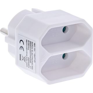 () 0.00m InLine Steckdosenadapter Schutzkontakt Weiß 2 (16471D)