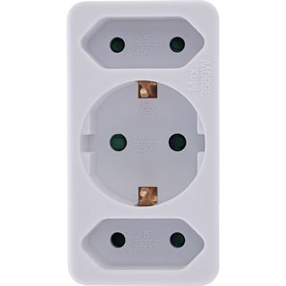 () 0.00m InLine Steckdosenadapter Schutzkontakt Wei&szlig; 3 (16471B)