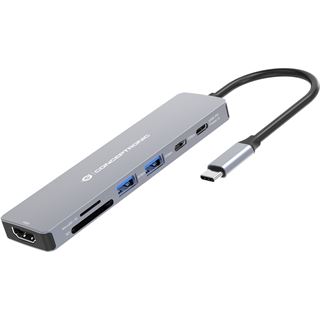 Conceptronic Dock USB-C->HDMI,2xUSB-C,SD,TF,100WPD 25cm gr