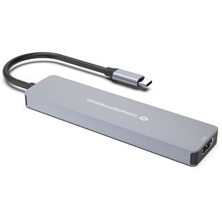 Conceptronic Dock USB-C->HDMI,2xUSB-C,SD,TF,100WPD 25cm gr