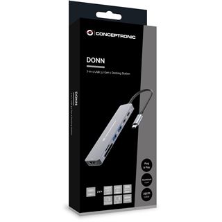 Conceptronic Dock USB-C->HDMI,2xUSB-C,SD,TF,100WPD 25cm gr