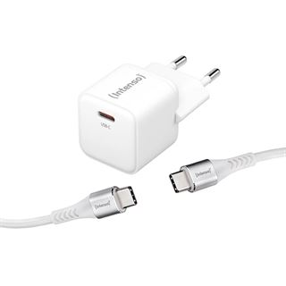 Intenso W30C + C315C USB-C Kabel GaN-Ladeadapter wei&szlig;, 30 Watt