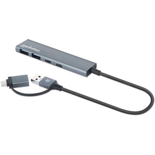 Manhattan 4-Port USB A/C Hub 2x USB-A 2x USB-C Ports