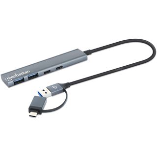 Manhattan 4-Port USB A/C Hub 2x USB-A 2x USB-C Ports
