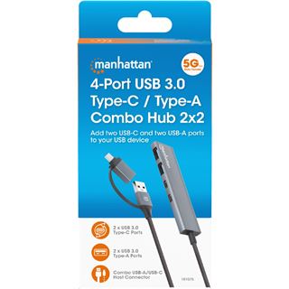 Manhattan 4-Port USB A/C Hub 2x USB-A 2x USB-C Ports