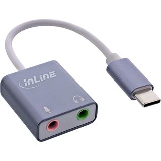 InLine Audio Adapter USB C Stecker auf 3.5mm Klinke Buchse Stereo Grau