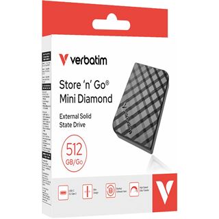 512GB VERBATIM USB 3.2, Typ-C, Mini Diamond, schwarz (R) 1000MB/s,