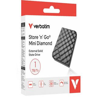1TB VERBATIM USB 3.2, Typ-C, Mini Diamond, schwarz (R) 1000MB/s, (W)