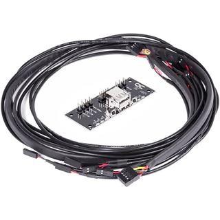 Alphacool Front I/O-Panel mit USB 2.0 und Kabelsatz f&uuml;r
