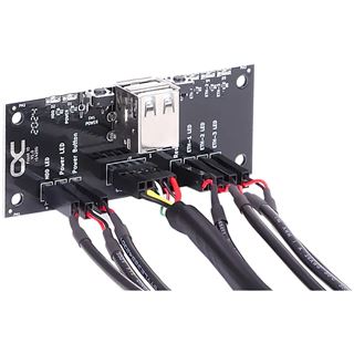 Alphacool Front I/O-Panel mit USB 2.0 und Kabelsatz f&uuml;r