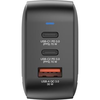 Verbatim Mini GaN Charger 70W 2xUSB-C PD, 1xUSB-A QC 3.0