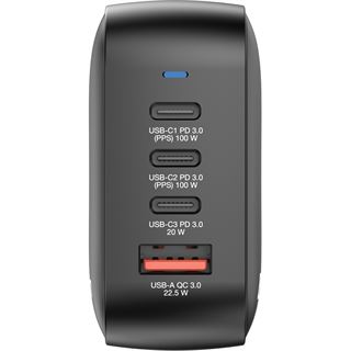 Verbatim Mini GaN Charger 100W 3xUSB-C PD, 1xUSB-A QC 3.0 32231