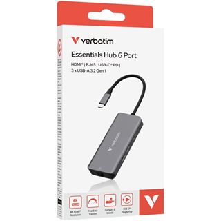 Verbatim USB-C Essentials Multi- Port Hub 6 Port with RJ45 32157