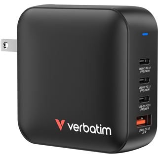 Verbatim Mini GaN Charger 165W 3xUSB-C 1xUSB-A US/EU/UK A.