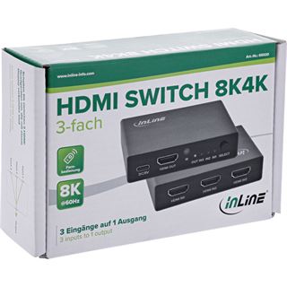 InLine HDMI Switch, 3-fach, 8K4K@60Hz, HDCP 2.3