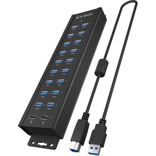 Icy Box USB Hub USB 3.2 18+2-Port Black