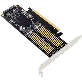 InLine PCIe Karte x16 zu 2x M.2, 1x mSATA