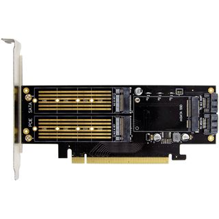InLine PCIe Karte x16 zu 2x M.2, 1x mSATA