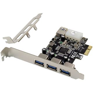 InLine PCIe Karte, 3x+1x USB 3.2 Gen.1, Molex kompatibler 4-Pin