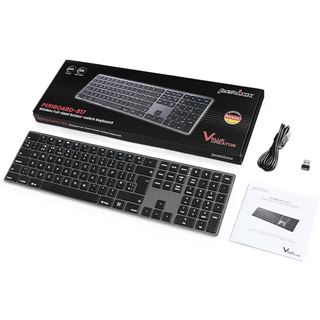 Perixx PERIBOARD-817 2.4 GHz & Bluetooth Deutsch Aluminium