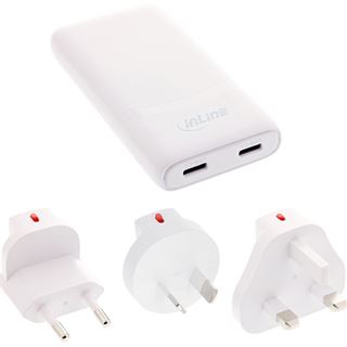 InLine USB Netzteil Ladeger&auml;t, Dual USB-C, PD, PPS, 65W, flach,
