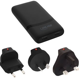 InLine USB Netzteil Ladeger&auml;t, Dual USB-C, PD, PPS, 65W, flach,