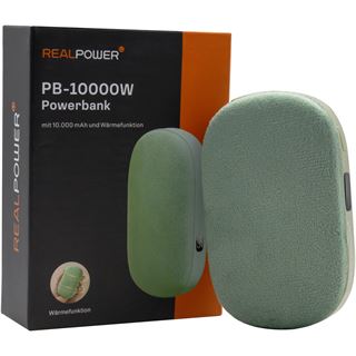 Realpower Powerbank PB-10000W,10.000mAh,grün,Wärmefunktion