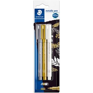 Staedtler Marker metallic pen gold, silber & white BK retail