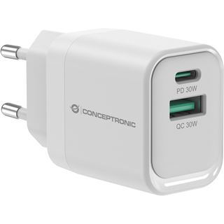 Conceptronic Ladegerät 2Port 33W,1xUSB-C,1xUSB-A weiß