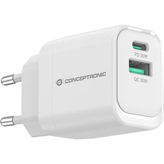 Conceptronic Ladegerät 2Port 33W,1xUSB-C,1xUSB-A weiß