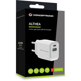 Conceptronic Ladegerät 2Port 33W,1xUSB-C,1xUSB-A weiß