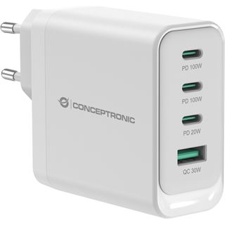 Conceptronic Ladegerät 4Port 100W,3xUSB-C,1xUSB-A weiß