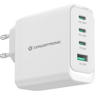 Conceptronic Ladegerät 4Port 100W,3xUSB-C,1xUSB-A weiß