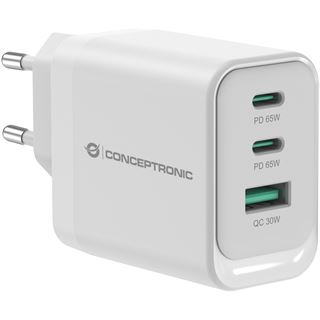 Conceptronic Ladeger&auml;t 3Port 65W,2xUSB-C,1xUSB-A wei&szlig;