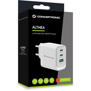 Conceptronic Ladeger&auml;t 3Port 65W,2xUSB-C,1xUSB-A wei&szlig;