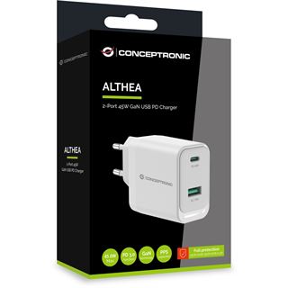 Conceptronic Ladeger&auml;t 2Port 45W,1xUSB-C,1xUSB-A wei&szlig;