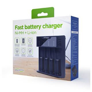 Gembird Ni-MH + Li-Ion Schnell-Ladeger?t, schwarz