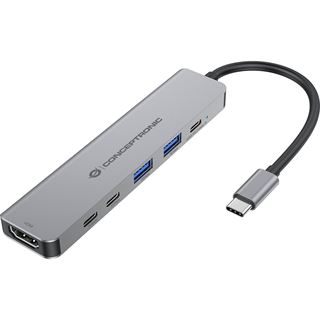 Conceptronic 6-1 Dock USB-C->HDMI,2xUSB-A,3xUSB-C,+ 25cm gr