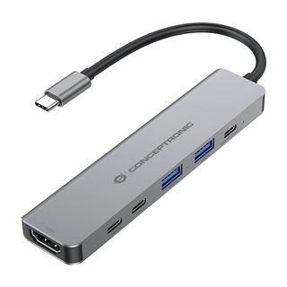 Conceptronic 6-1 Dock USB-C->HDMI,2xUSB-A,3xUSB-C,+ 25cm gr