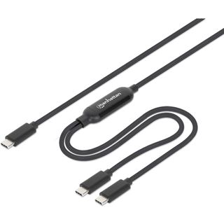 (&euro;6,45*/1m) 2.00m Manhattan USB-C Ladekabel USB C Stecker auf 2x