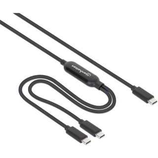 (&euro;6,45*/1m) 2.00m Manhattan USB-C Ladekabel USB C Stecker auf 2x
