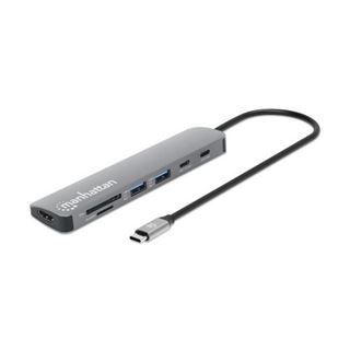 Manhattan USB-C PD auf HDMI 7-in-1 4K Dockingstation grau